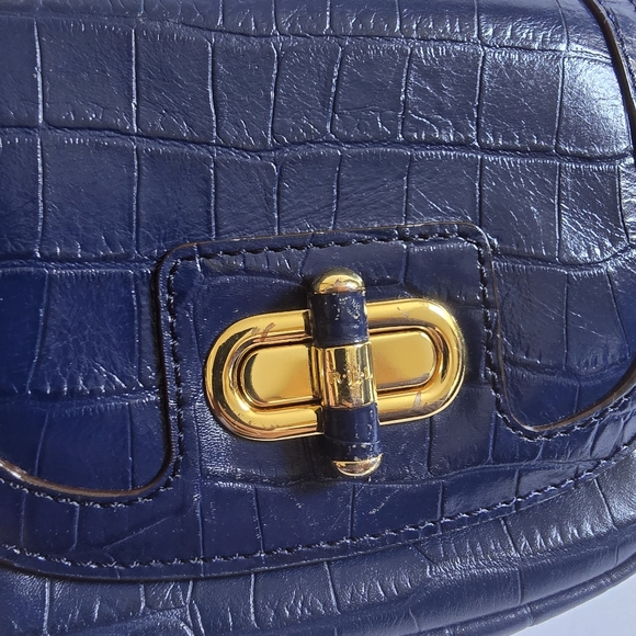 Lauren Ralph Lauren Croc-Embossed Leather Crossbody Bag Blue - Picture 5 of 13